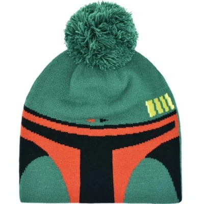 Image of Concept One Unisex&#039;s Star Wars Boba Fett Knitted Acrylic Winter Hat Beanie, Green Pom, Size