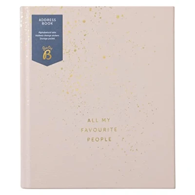 Image of Busy B Large Faux Leather Address Book with Alphabetical tabs, Change Stickers &amp; Pocket Rose