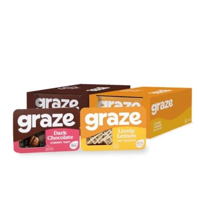 Image of Graze Sweet snacks Bundle of Lively Lemon Oat Flapjacks and Dark Chocolate Chery Tart Mixed With Natural Flavours Pack 18