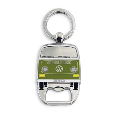 Image of BRISA VW Collection Volkswagen Keychain Ring Accessory Keyholder with Bottle Opener in T2 Bus Campervan Design (Green)