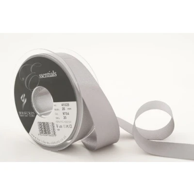 Image of Berisfords 41025 20 m x 25 mm Polyester Grosgrain Ribbon, Grey