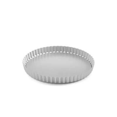 Image of Chabrias Ltd Professional Silver Aluminium Loose Base Fluted Flan Tin, Tart and Quiche Tin (9&quot;)