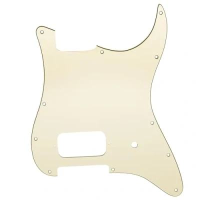 Image of Musiclily Pro 11 Holes ST Strat Uncovered One Humbucker Guitar Pickguard Scratch Plate for American/Mexican Fender Tom Delonge Stratocaster Electric Guitar, 3Ply Cream