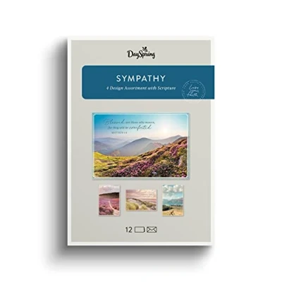 Image of DaySpring Sympathy Blessed are Those Who Mourn 4 Nature Landscape Design Assortment with Scripture 12 Boxed Cards &amp; Envelopes (U0060)