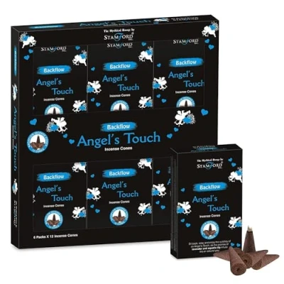 Image of Puckator Stamford Backflow Incense Cones Angels Touch Scent Spiritual Cone Zen Meditation Gifts Organic Insence Insense Mythical Burner Scented 12Pcs
