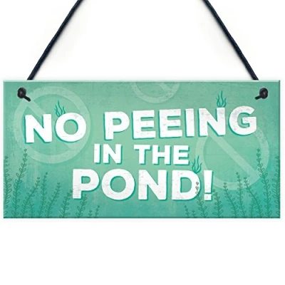 Image of RED OCEAN No Peeing Novelty Hanging Plaque Garden Hot Tub Shed Pond Sign Friendship Fishing Gift