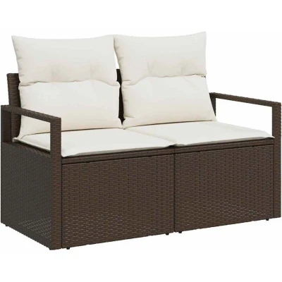 Image of vidaXL 5 Piece Garden Sofa Set with Cushions Brown Poly Rattan