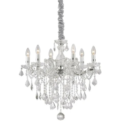 Image of Florian 6 Light Crystal Chandelier Chrome Finish, E14