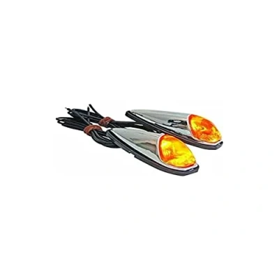Image of cyclingcolors Indicators Chrome/Transparent Teardrop Set of 2 with Electrical Cables &amp; Stickers Waterproof Scooter, Cycle, Motorbike