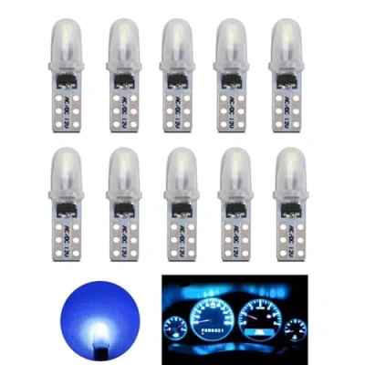 Image of YOUNLEN T5 LED Bulbs, 2721 27 37 286 PC74 Bulb, for Car Interior Light Dashboard Auto Instrument Lamp Replacement, 12V 0.6W 40LM 3014 Chips, Pack of 10（Ice Blue）
