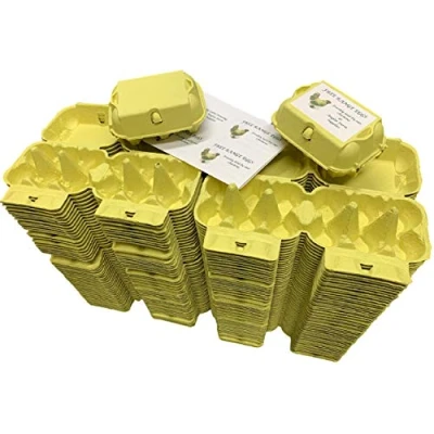 Image of Anglia Farm Supplies Effect 6 Marne Yellow Egg Boxes fibre half dozen cartons sheet 8 labels (100 Cartons)