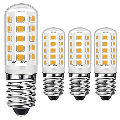 Image of Brantoo E14 LED Candle Bulbs 3W Equivalent to 40W Halogen Bulbs, Warm White 3000K, SES Small Edison Screw Light for Freezer Cooker Hood, No Flicker, Dimmable, AC 220 240V,4 Pack