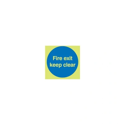 Image of Sitesafe Fire Exit Keep Clear Vinyl Photoluminescent Sign 150 x 150mm