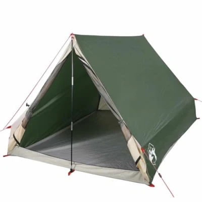 Image of vidaXL A Frame Camping Tent for 2 Person with PU Coated Polyester Waterproof, Wind Resistant, Easy Setup, Lightweight, Green (210x150x120cm)