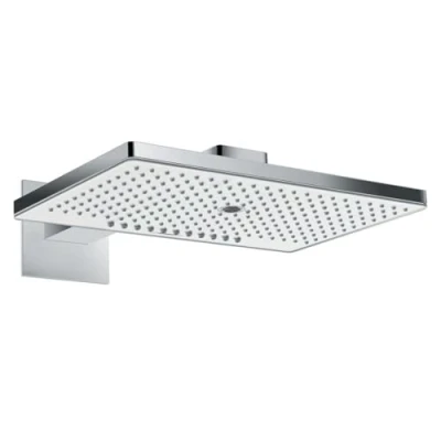 Image of hansgrohe Rainmaker Select 460 overhead shower with mm arm, 3 spray modes, white/chrome 24007400