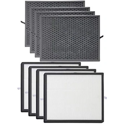Image of SPARES2GO Activated Carbon &amp; HEPA Filter Kit compatible with Levoit LV PUR131 H131 131S RH131S Air Purifier (Pack of 8 Filters)