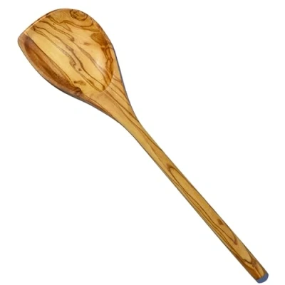 Image of Cleminson® Handcrafted Olive Wood Utensils 3 Pieces Available Wooden Spatula, Spoon &amp; Sauce with Corner or Piece Set (Cornered Spoon)