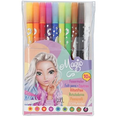 Image of Depesche 11398 TOPModel Double Fibre Set, 1 Magic 9 Felt Pens Each with Two Tips for Writing, Colouring and Decorating, Multicoloured, ca. 17,5 x 11,3 1,1 cm