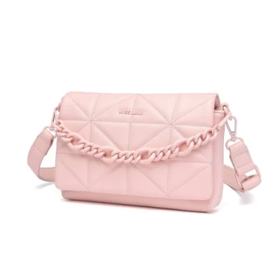Image of Miss Lulu Small Crossbody Bags for Women, Soft Classic Quilted Handbags with Wide Strap PU Leather Waterproof Cell Phone Shouderbag as Girl Gift (Pink)