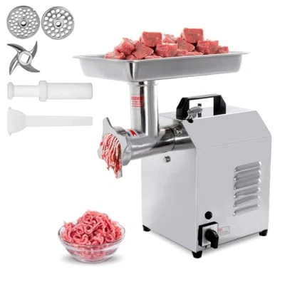 Image of Hakka Electric Meat Grinders Sausage Maker Commercial 735W Heavy Duty Stainless Steel Mincer 150kg/h with Nozzles Attachment (TC12)