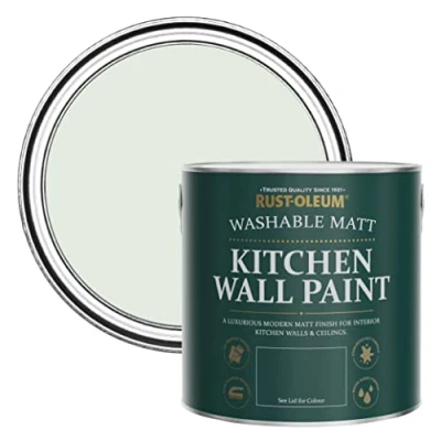 Image of Rust Oleum Green Washable Kitchen Wall Paint in Matt Finish Sage Mist 2.5L