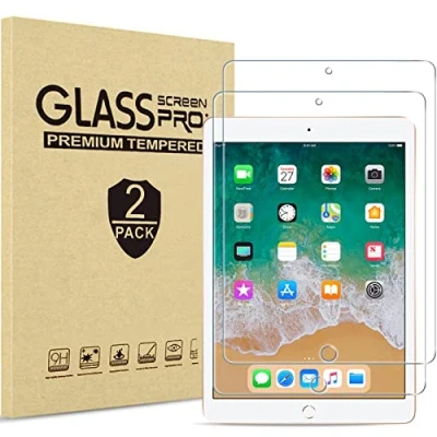 Image of ProCase 2 Pack for iPad 9.7 Screen Protector (iPad 6th/5th Generation, 2018/2017), Pro 9.7, Air / Tempered Glass Film Clear