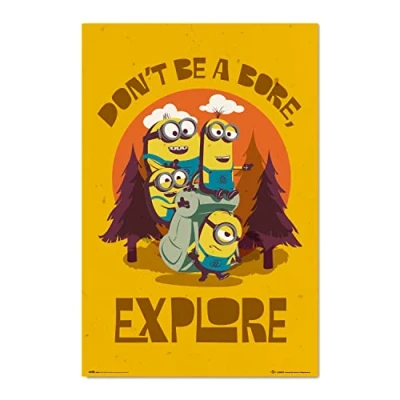 Image of Grupo Erik Minions Don&#039;t Be Bore, Explore Poster 36 x 24 inches / 91.5 61 cm Shipped Rolled Up Cool Posters Art Wall