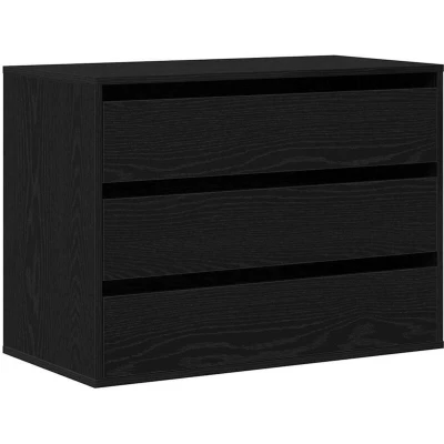 Image of vidaXL Corner Chest of Drawers Black Oak 80x41x58 cm Engineered Wood