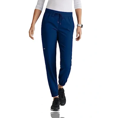 Image of BARCO Grey&#039;s Anatomy Spandex Stretch Direct Dash Scrub Jogger for Women, Elastic Waist Yoga Style Women&#039;s Pant, Indigo (Navy), XL Petite