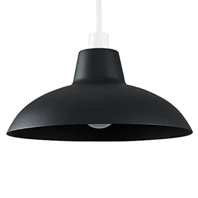 Image of MiniSun Retro Style Matt Black Metal Easy Fit Ceiling Pendant Light Shade