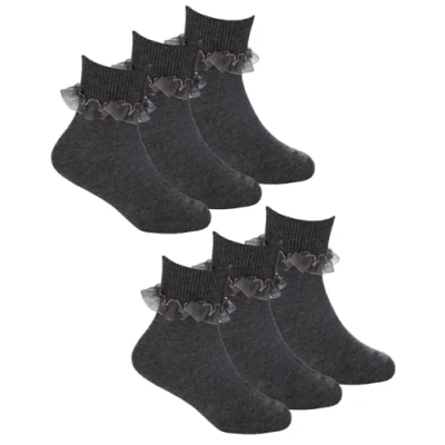 Image of Undercover 6 Pairs Kids Lace Socks 43B859 Grey 4 5.5