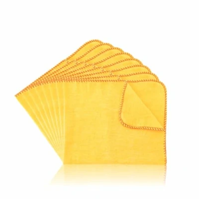 Image of AL KAHF Yellow Dusters Heavy Duty Cotton Dusting Towel Soft Multi Purpose Duster Cloth For Polishing Cleaning Glass Car Window Office Kitchen Essentials Home Accessories 28cm X 30cm (10Pcs)