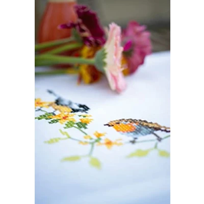 Image of Vervaco Printed Table Runner Embroidery Kit, Cotton, Multicoloured, ca. 40 x 100 cm / 16&quot; 40&quot;