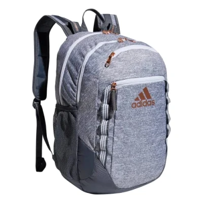 Image of adidas Excel 6 Backpack, Jersey Grey/Onix Grey/Rose Gold, One Size, Backpack
