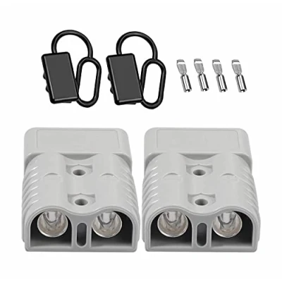 Image of Bohaner Anderson Connector 175A 600V Battery Quick Disconnect with Hard Rubber boot caps Modular Power Connectors Plug Kit (Grey + caps)