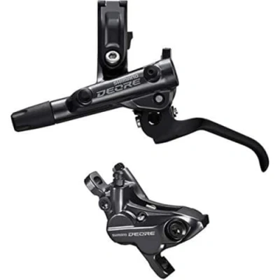 Image of Shimano Deore BR M6120/BL M6100 bled brake lever/post mount 4 pot calliper, rear left