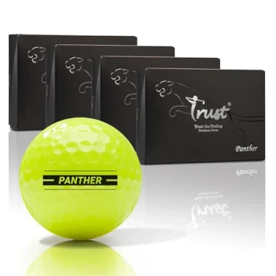Image of Trust Golf Ball Panther Engineered to Break 100 Big MAX Core for Maximum Distance &amp; Precision Flight Ultra Soft Feel with Urethane Cover Stopping Power (48 Balls, Yellow)