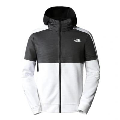 Image of THE NORTH FACE Men&#039;s Full Zip Fleece T Shirt, TNF White Asphalt Grey Black, XXL