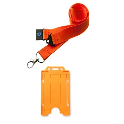 Image of 20mm Lanyard with Safety Break Away and Matching Single Vertical Card Holder (Orange)
