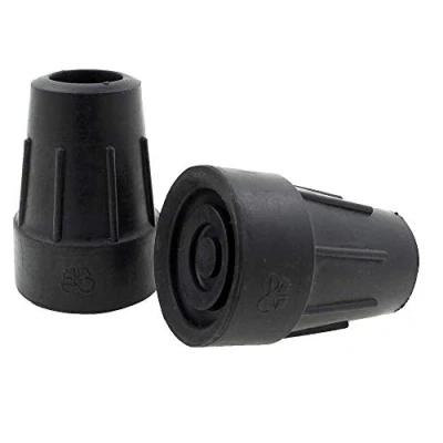 Image of Pair of Genuine Ossenberg 20mm Heavy Duty Black Crutch or Walking Stick Tips Ferrules