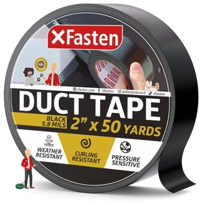 Image of XFasten Duct Tape Black, 2 Inches x 50 Yards (50.8mm 45.72m)