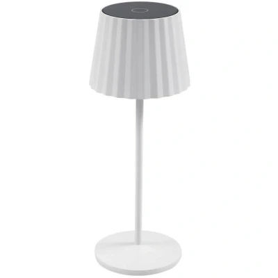 Image of Lindby LED table lamp Esali, white, grooves, 29cm