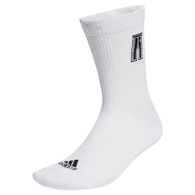 Image of adidas Unisex Track Suit Embroidered Socks, White/Black, 6.5 8