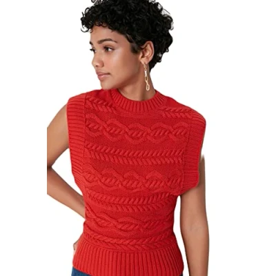 Image of Trendyol FeMan Regular fit Basic Crew Neck Knitwear Sweater Red