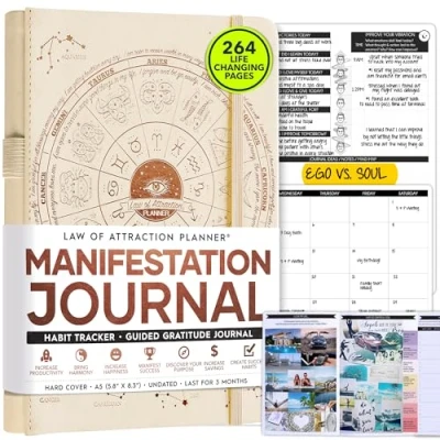 Image of Daily Self Care and Manifestation Journal A 5 Minute Journal, 90 Day Planner Journey, Creating Your Dream Life, Vision Board, Guided &amp; Personal Gratitude Undated