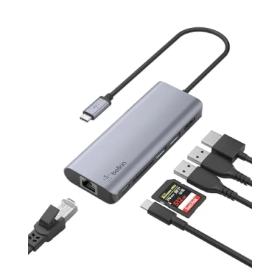Image of Belkin AVC008BTSGY laptop dock/port replicator USB 3.2 Gen 1 (3.1 1) Type C Black, Grey