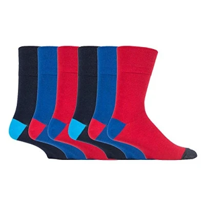 Image of Gentle Grip 6 Pairs mens no elastic socks 11 uk, 39 45 eur Assorted colours (MGG560)