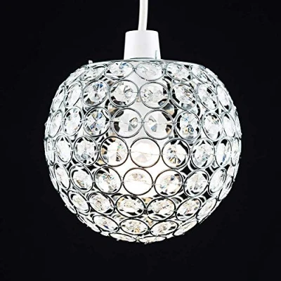 Image of Chandelier Style Ceiling Light Shade Droplet Pendant Acrylic Crystal Bead Luxury (Clear Globe 18CM)