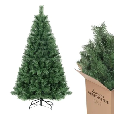 Image of SALCAR 4ft Christmas Tree, Artificial Tree With Metal Stand, Pine 120cm Xmas 4 ft Quick Setup Decoration