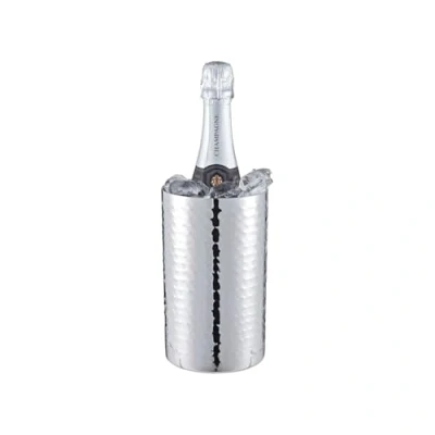 Image of Buckingham Stainless Steel Double Wall Champagne Wine Bottle Cooler Chiller 20 x 12 cm, (Hammered Effect)